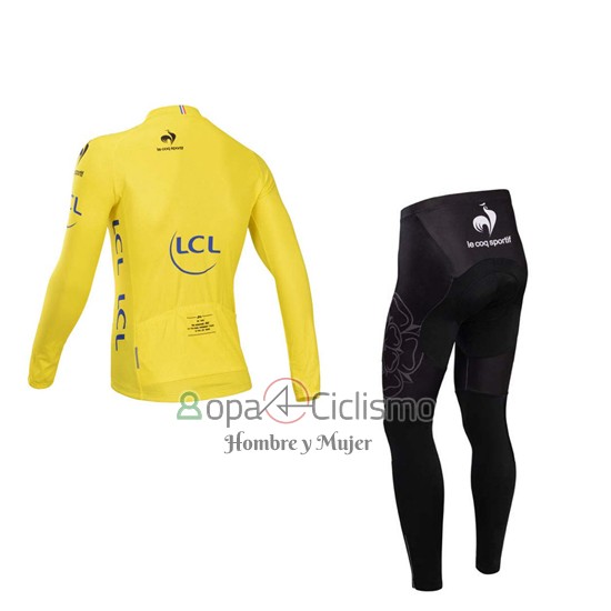Tour DE Francia Ropa Ciclismo Culotte Largo 2014 Hombre Mangas Largas AMarillo